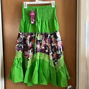 Bright green skirt